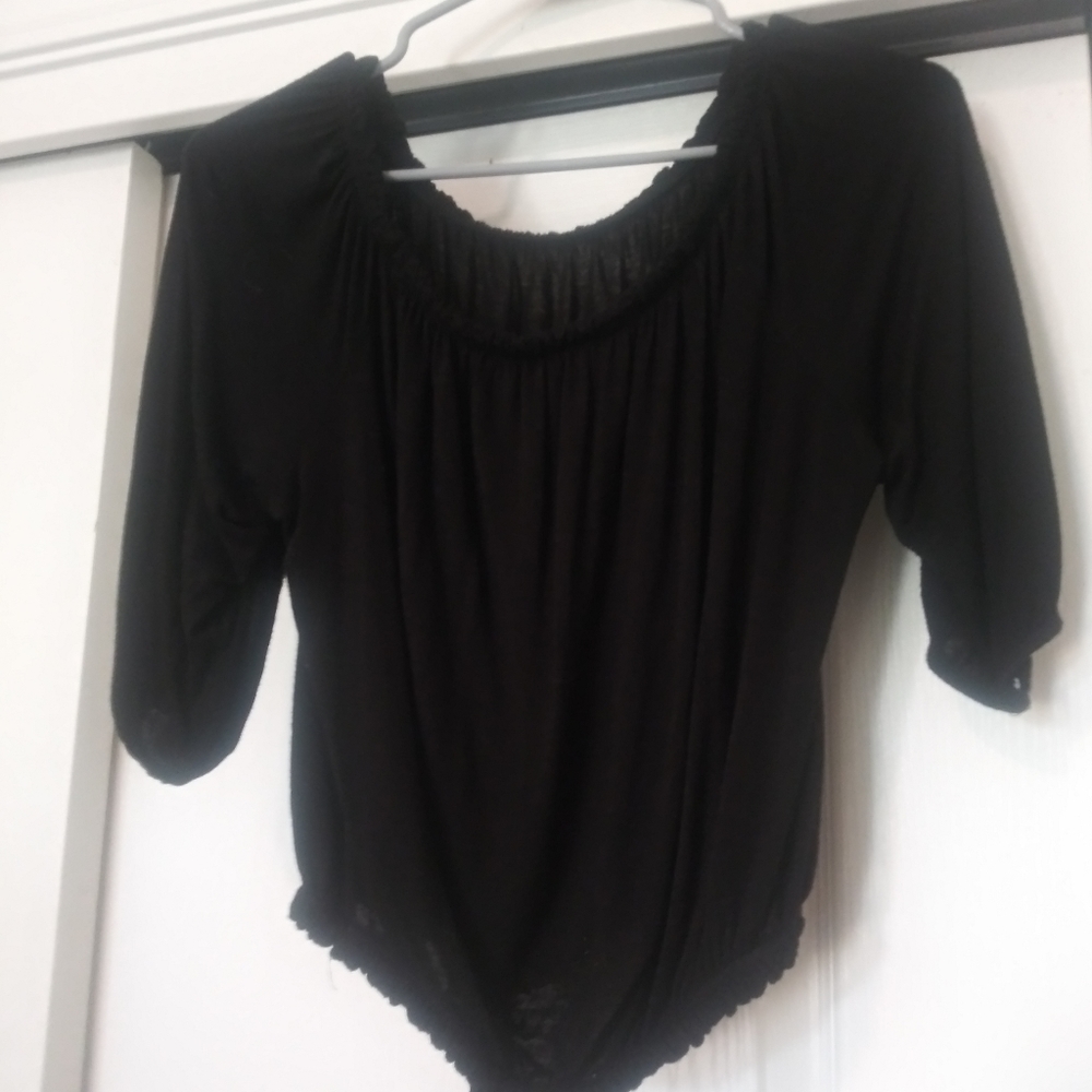 Off the shoulder black shirt